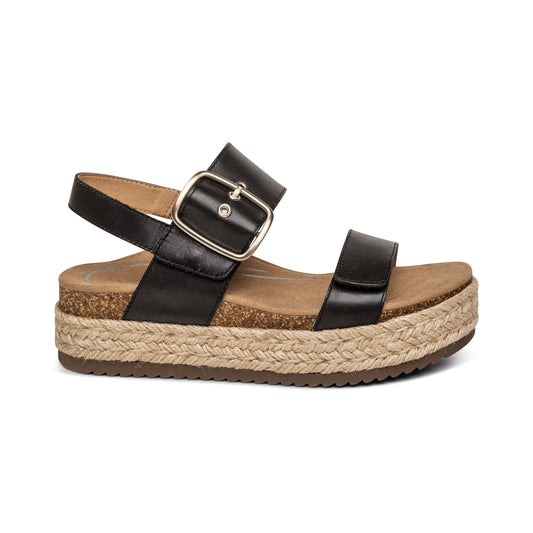 Aetrex Vania Arch Support Platform Sandal in Black