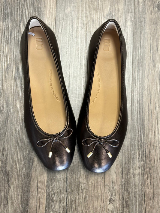 Fit Flop Delicato Bow Soft Leather Ballet Flat Metallic Mole