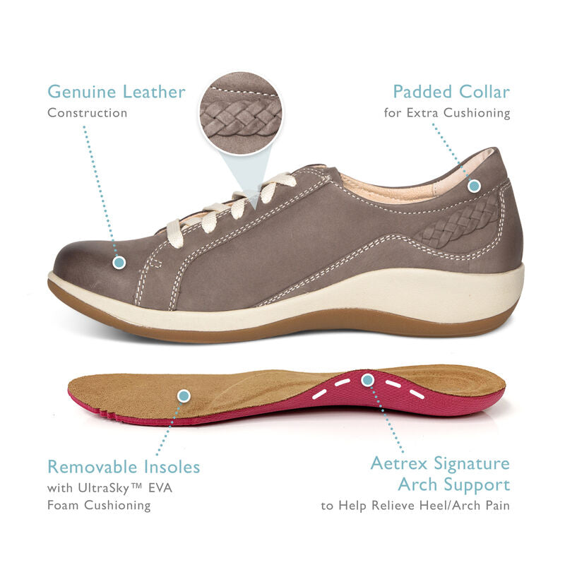 Aetrex Dana Oxford  - Warm Grey *WIDE*