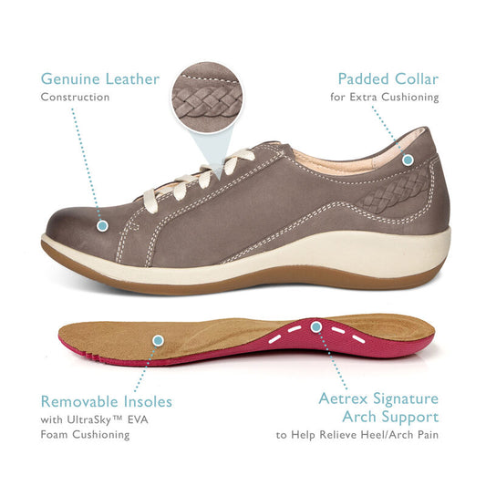 Aetrex Dana Oxford  - Warm Grey *WIDE*