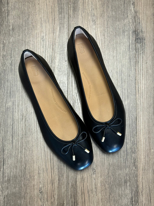 Fit Flop Delicato Bow Soft Leather Ballet Flat Black