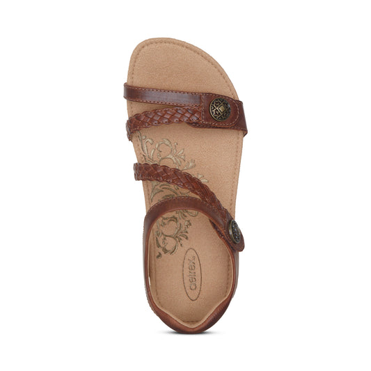 Aetrex Jillian Quarter Strap Braid Walnut