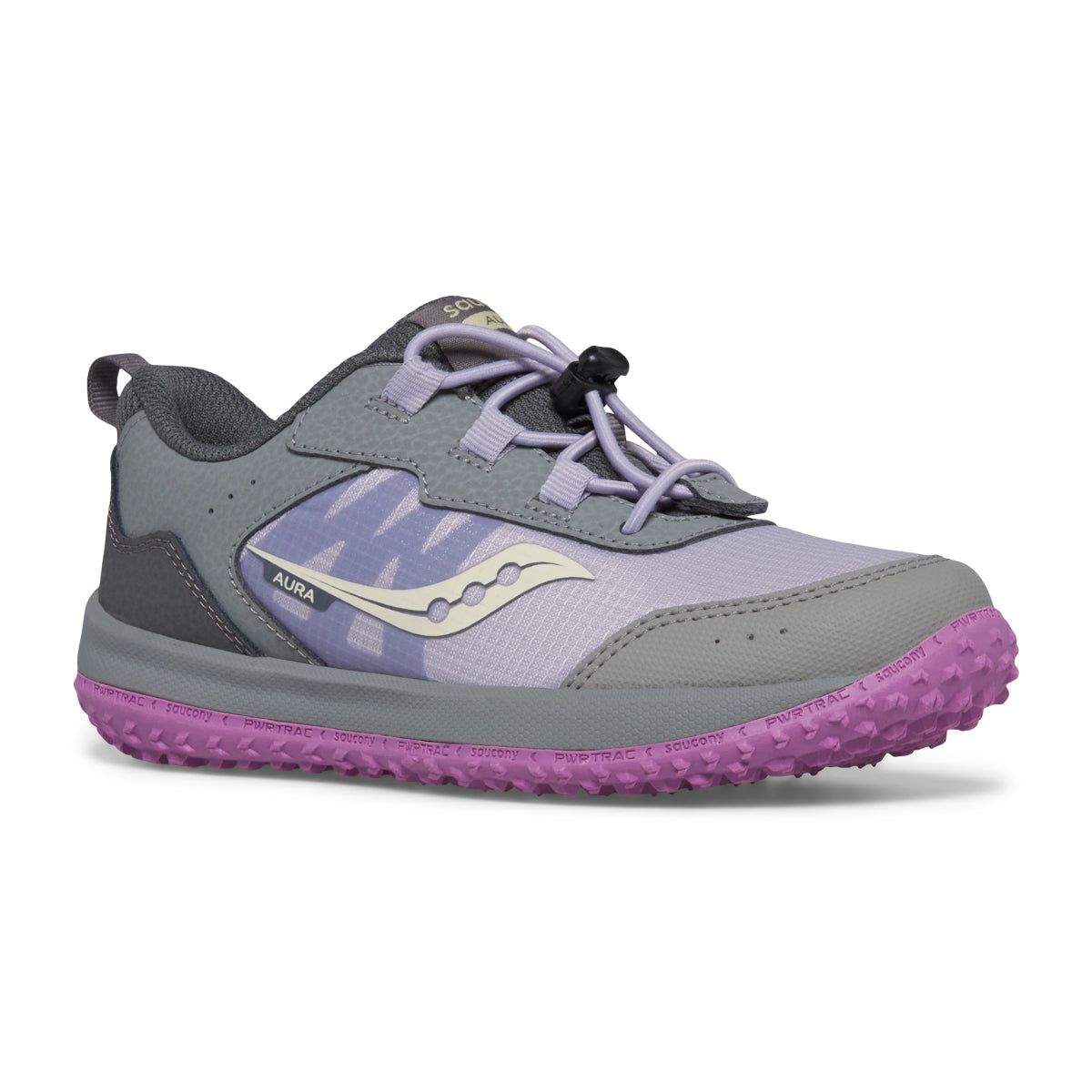 SK167845 Saucony Big Kids' Aura KDZ Sneaker in Grey Purple