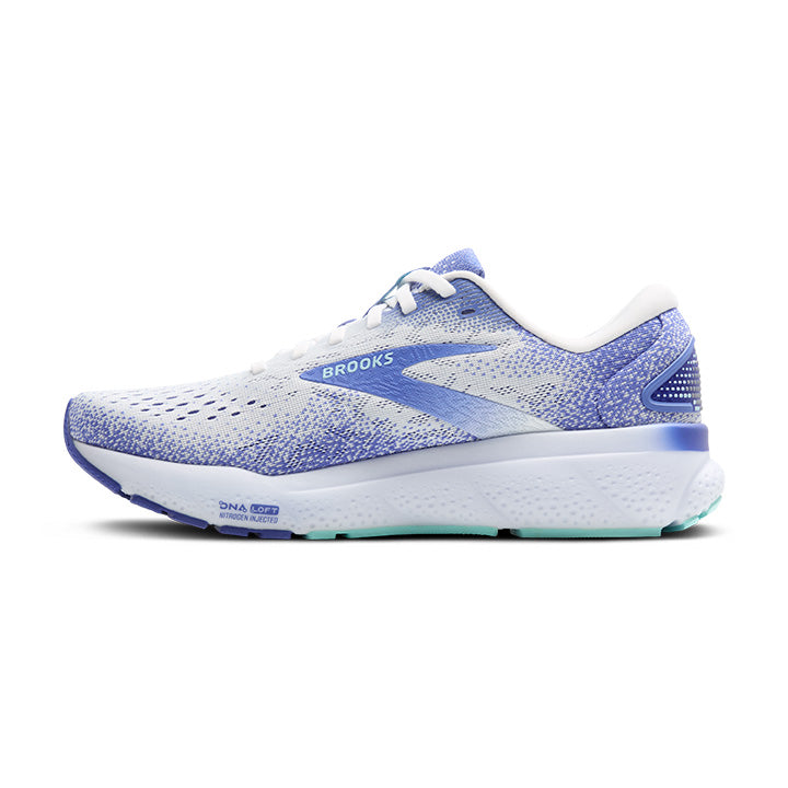 Brooks Women's Ghost 16 - Medium Width White/Amparo Blue/Limpet Shell