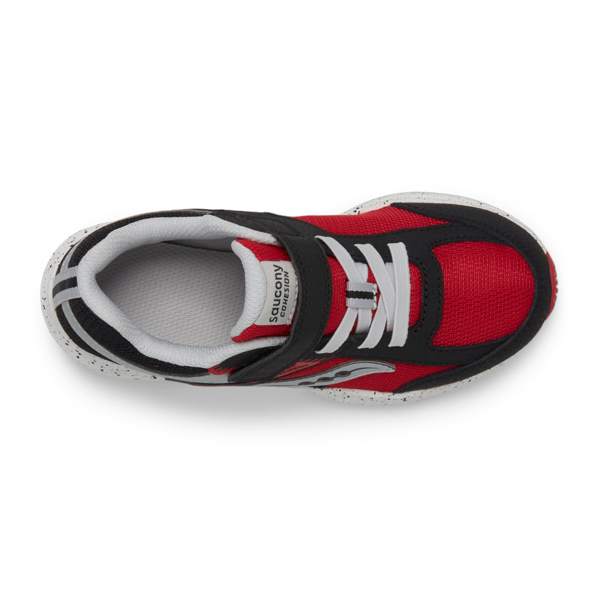 SK267882 Saucony Big Kid's Cohesion KDZ A/C Sneaker (Velcro) in Black/Red