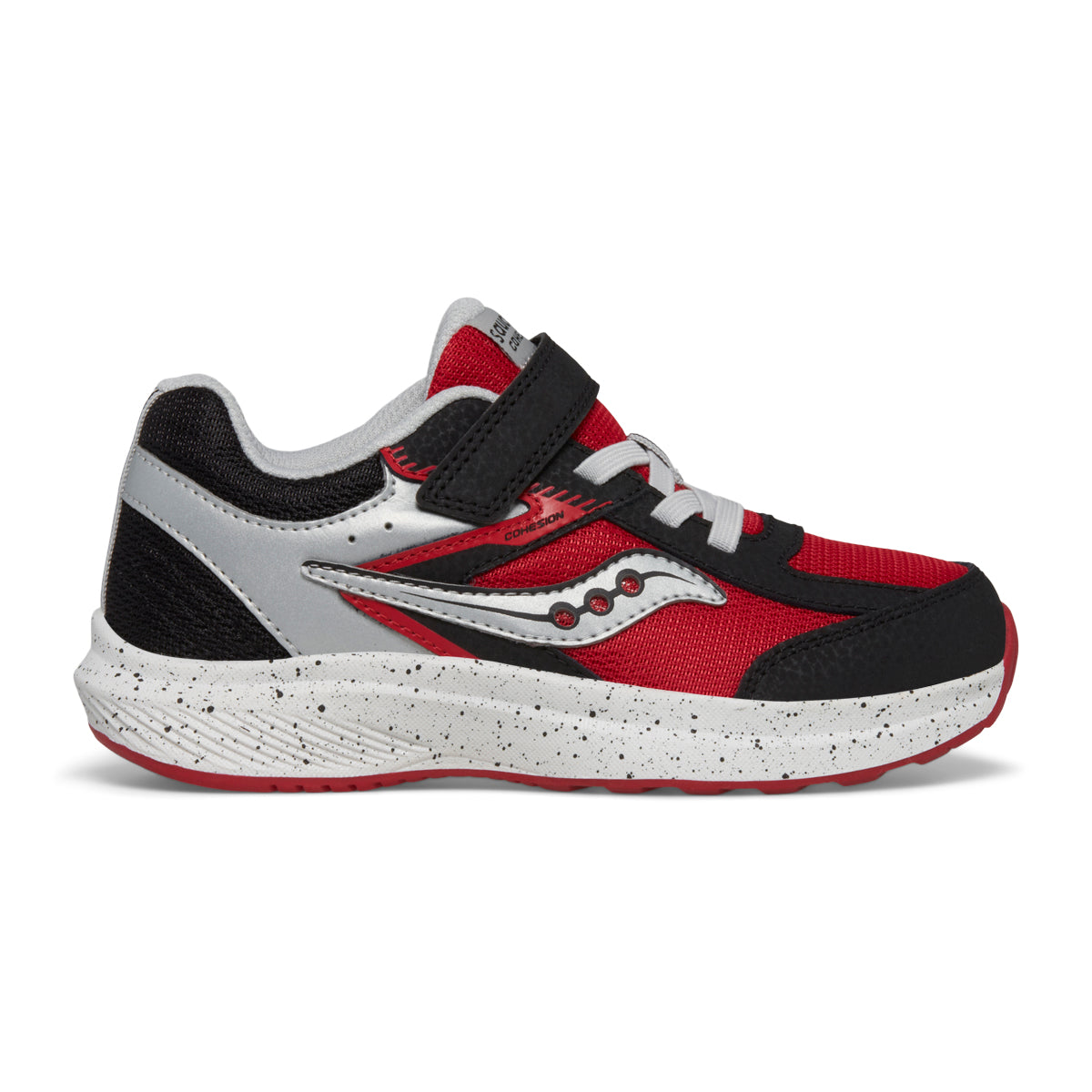 SK267882 Saucony Big Kid's Cohesion KDZ A/C Sneaker (Velcro) in Black/Red