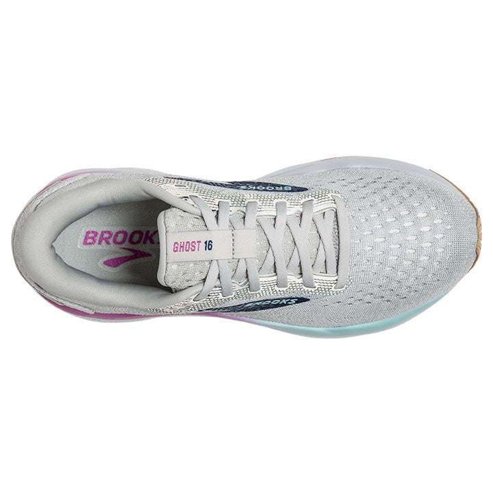 Brooks Ghost 16 - White/Grey/Estate Blue in Wide