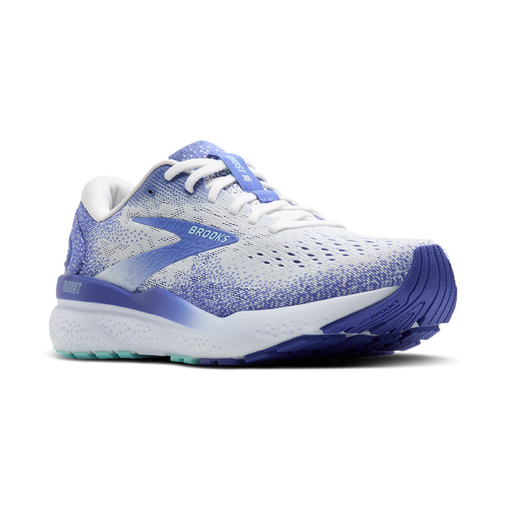 Brooks Women's Ghost 16 - Medium Width White/Amparo Blue/Limpet Shell