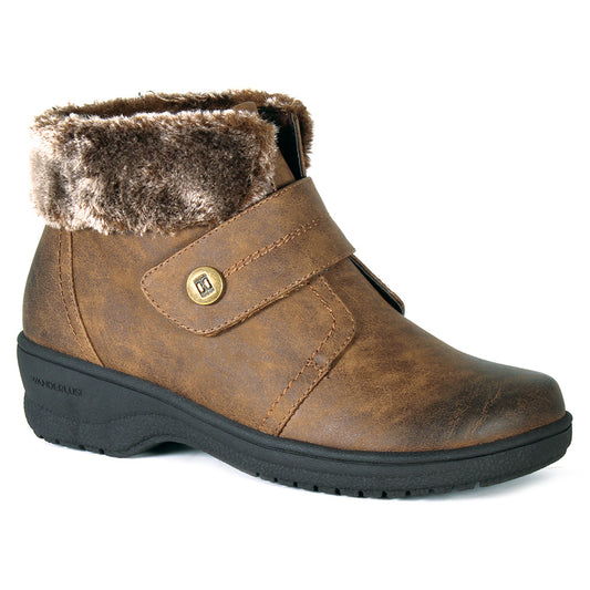 Wanderlust Women's Perth Fur Cuff Low Boot - Dark Tan *WIDE*