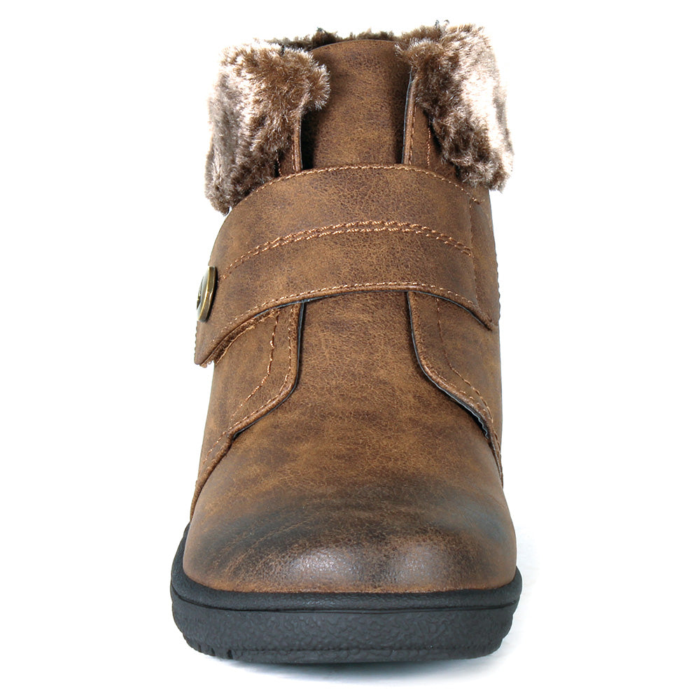 Wanderlust Women's Perth Fur Cuff Low Boot - Dark Tan *WIDE*