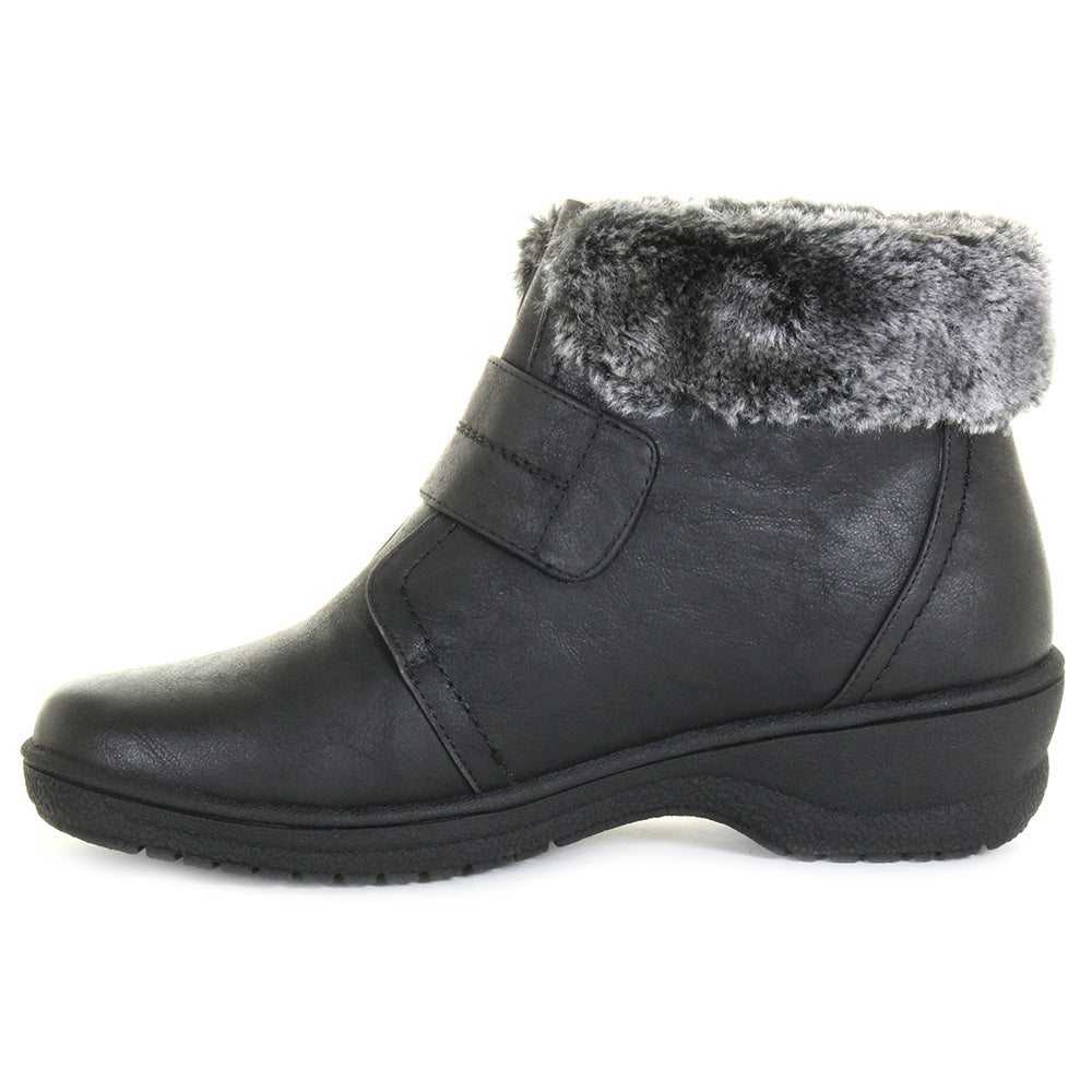 Wanderlust Perth Fur Cuff Low Boot - Black *WIDE*