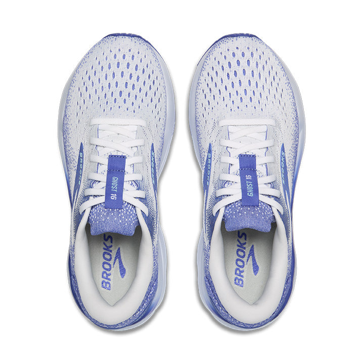 Brooks Women's Ghost 16 - Medium Width White/Amparo Blue/Limpet Shell