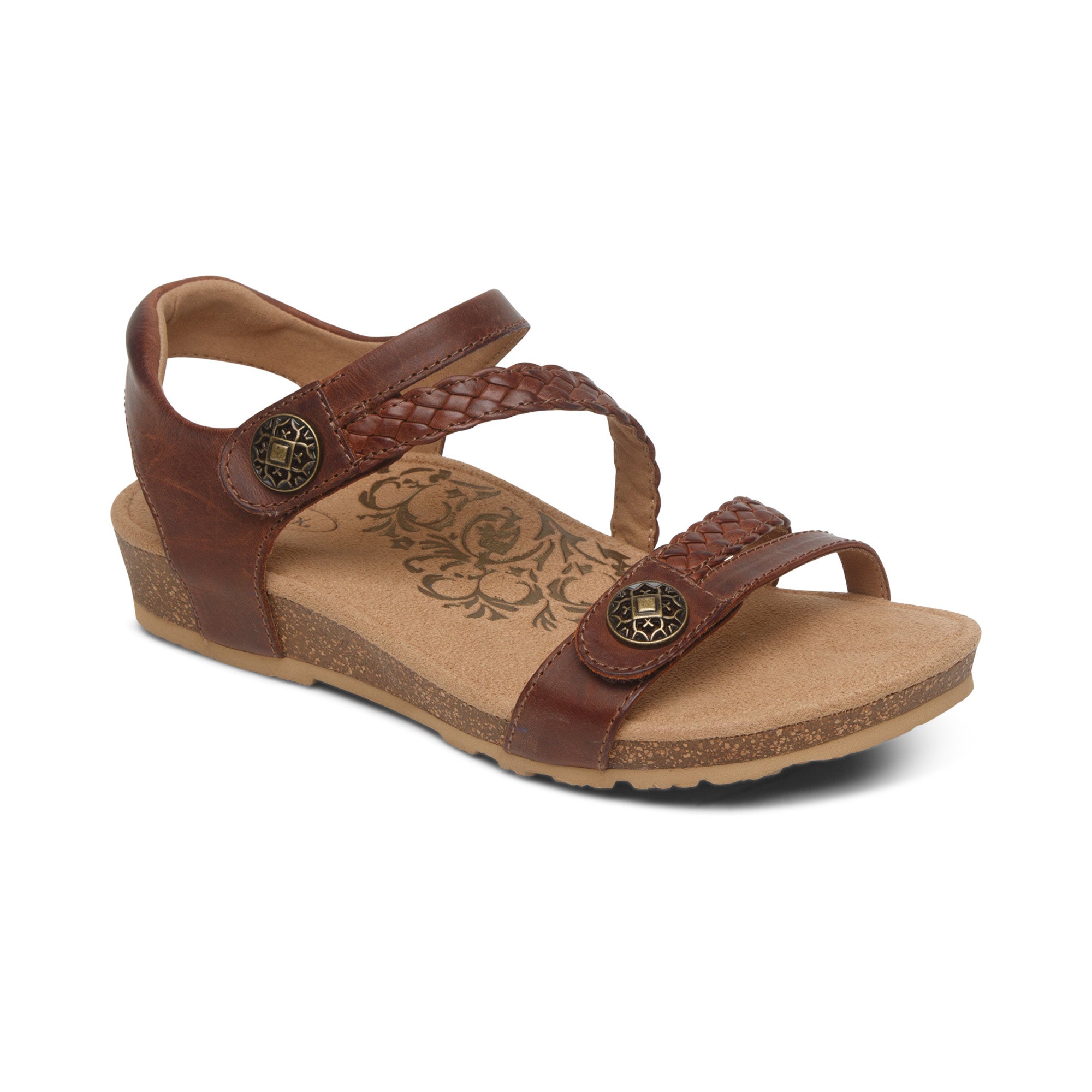 Aetrex Jillian Quarter Strap Braid Walnut