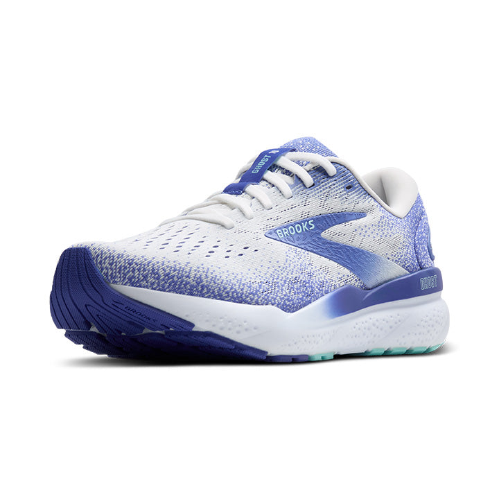 Brooks Women's Ghost 16 - Medium Width White/Amparo Blue/Limpet Shell