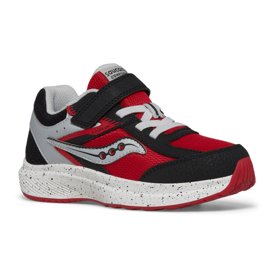 SK267882 Saucony Big Kid's Cohesion KDZ A/C Sneaker (Velcro) in Black/Red
