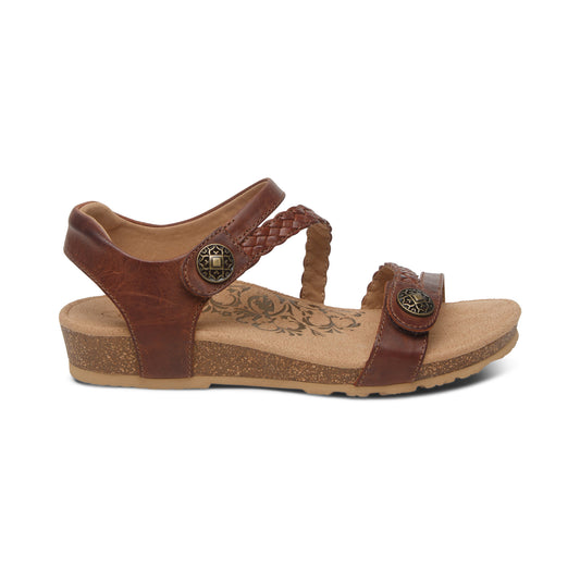 Aetrex Jillian Quarter Strap Braid Walnut