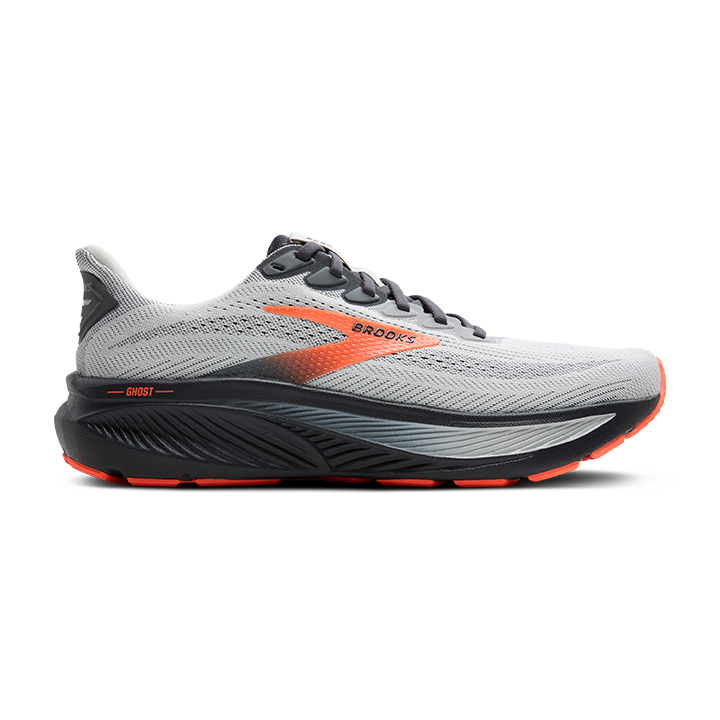 Brooks Men's Ghost 17 - Oyster Mushroom/Orange/Ebony Extra-  Wide 4E