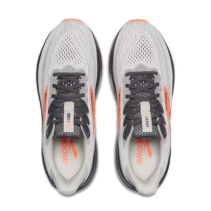 Brooks Men's Ghost 17 - Oyster Mushroom/Orange/Ebony Extra-  Wide 4E
