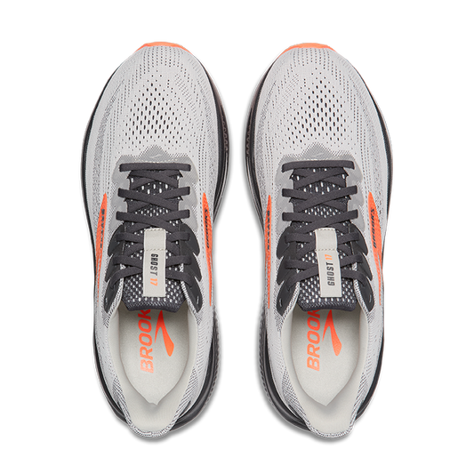 Brooks Men's Ghost 17 - Oyster Mushroom/Orange/Ebony Extra-  Wide 4E