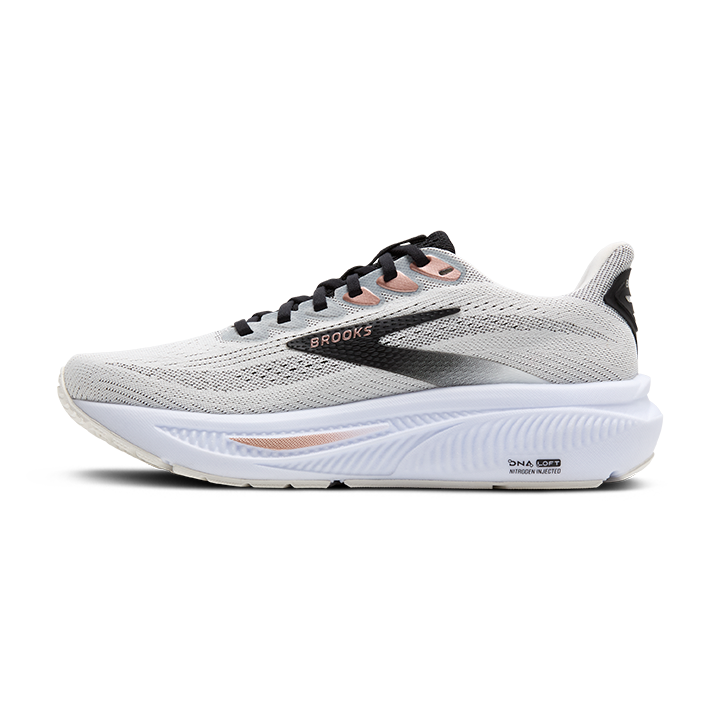 Brooks Women's Ghost 17 in White/Black/Rose Gold *WIDE*