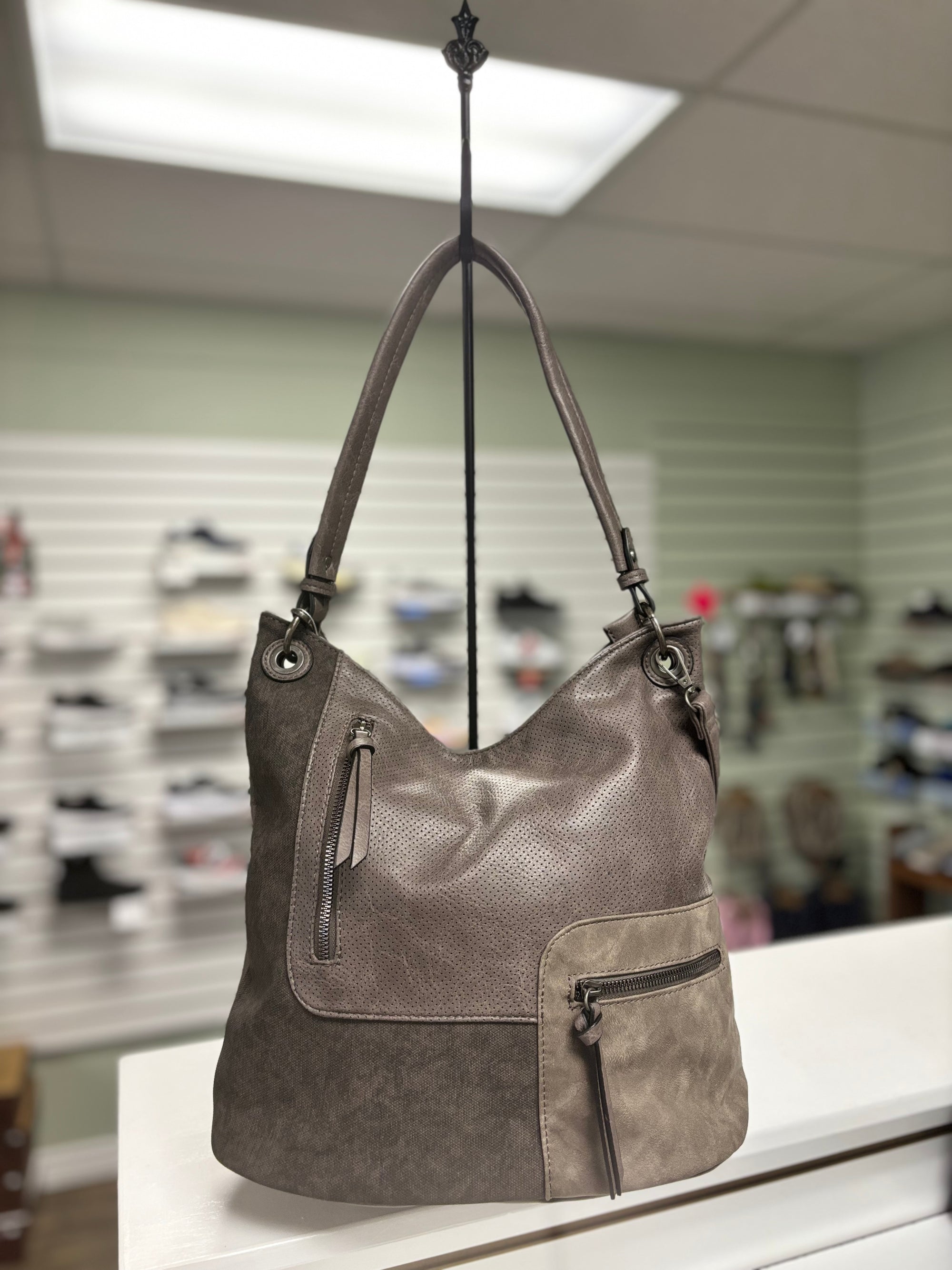 Darling's Patch Design Hobo Shoulder Crossbody Bag - Dark Grey (YD7358)