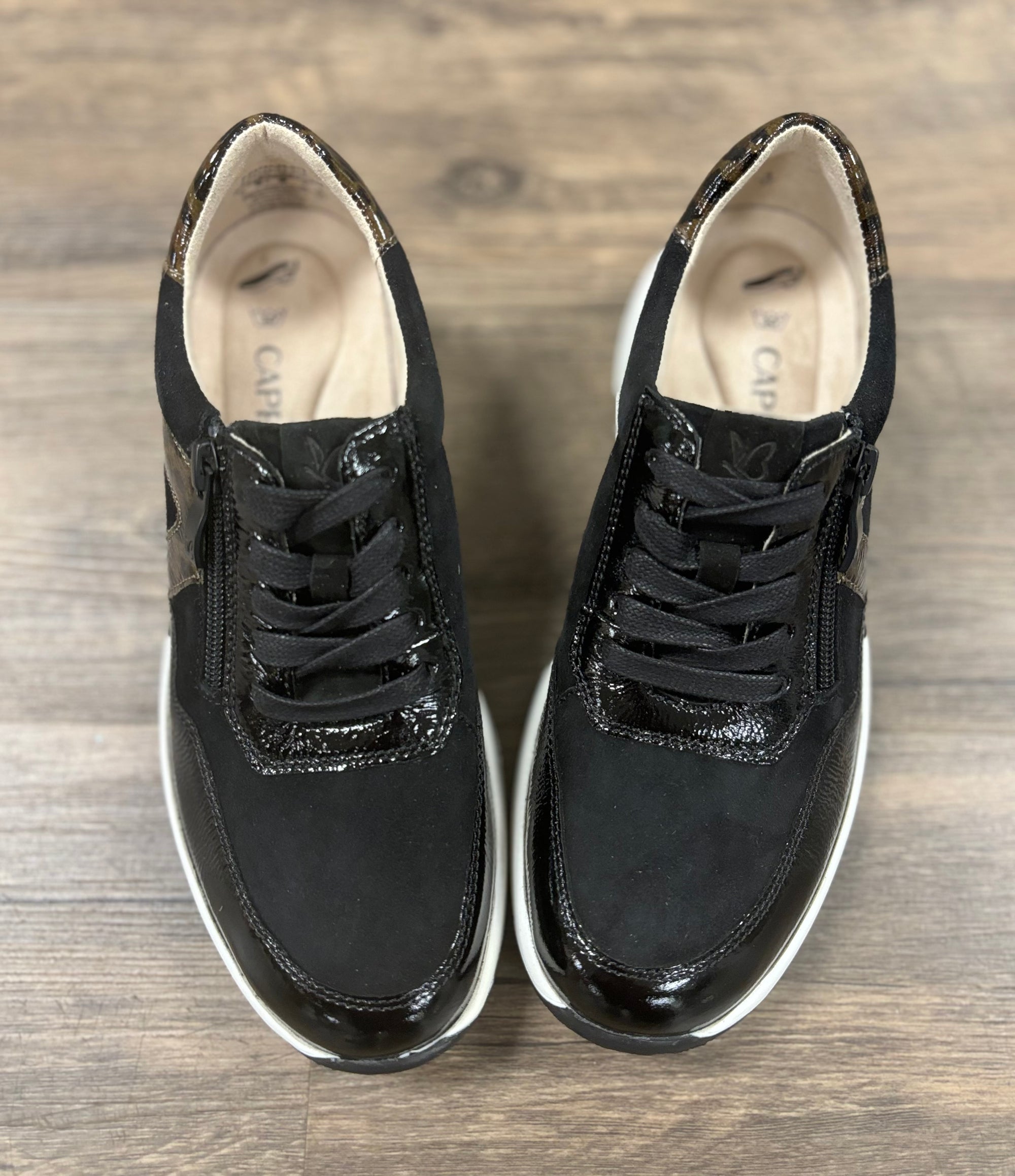 Caprice Women's Black Combi Leather Sneaker