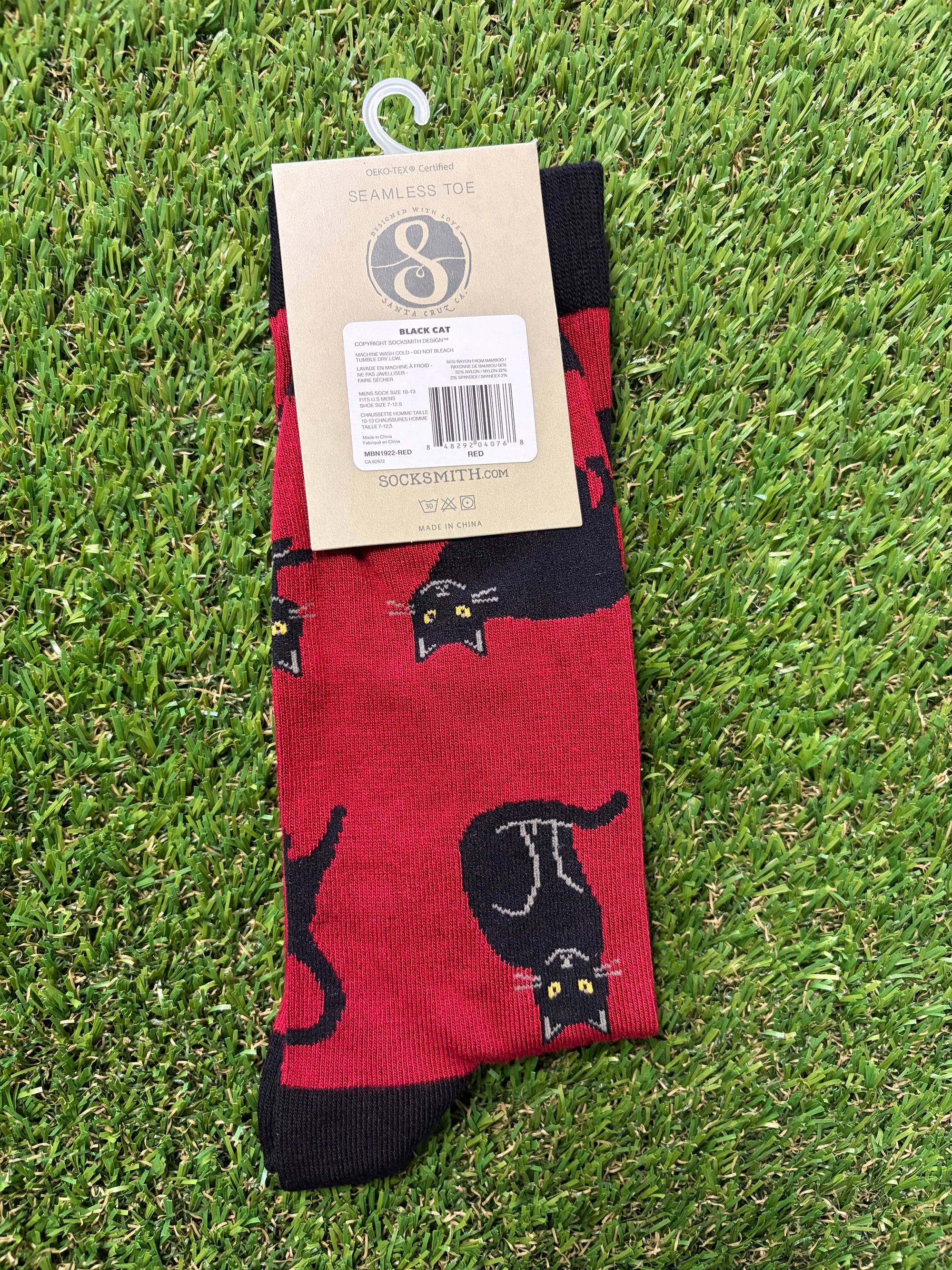 Socksmith Men's Black Cat in Red