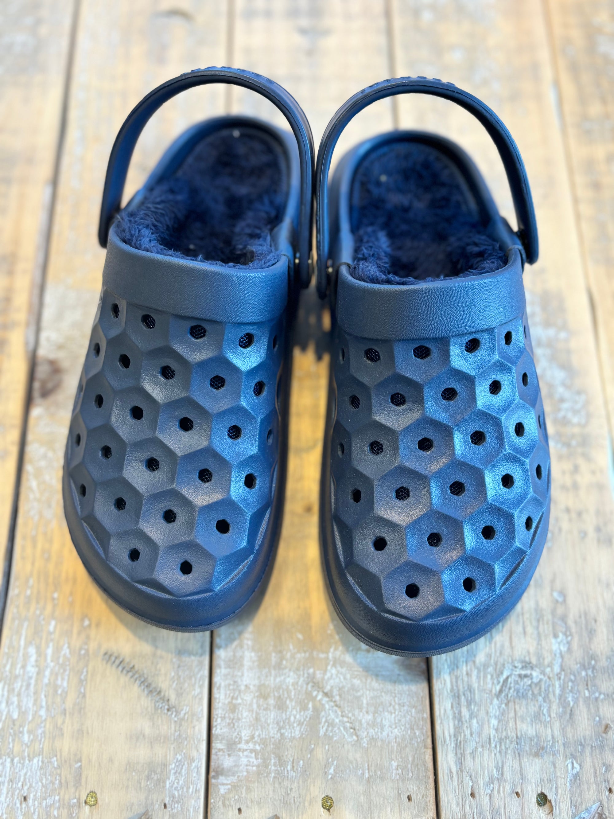 Joybees Unisex Varsity Lined Clog in True Navy/Faded Blue