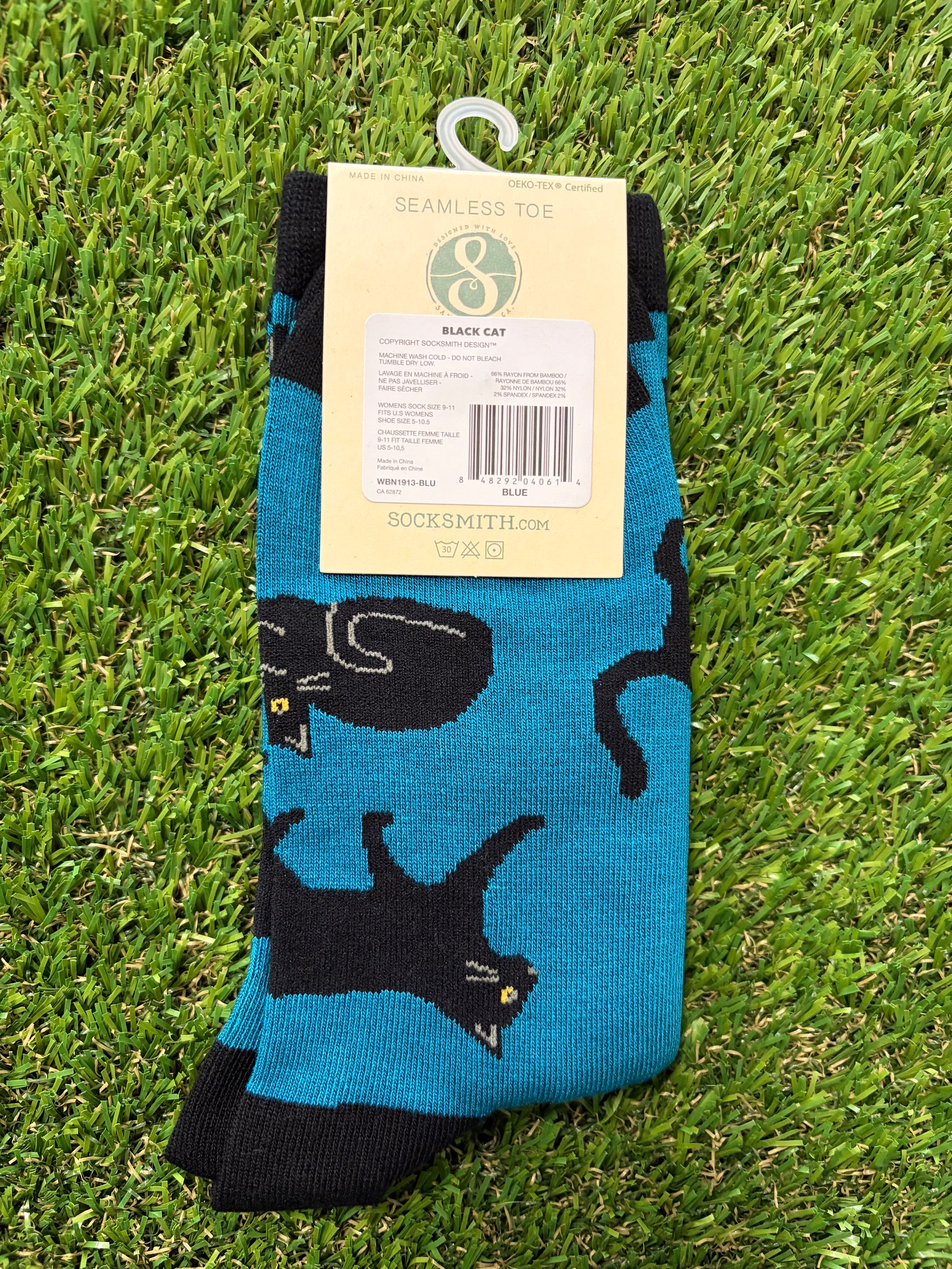 Socksmith Women's Black Cat in Blue