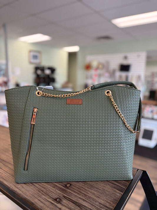 Sishka Women's Vegan Leather Satchel Bag – Shoulder Tote | Green - SL-3030-GRN