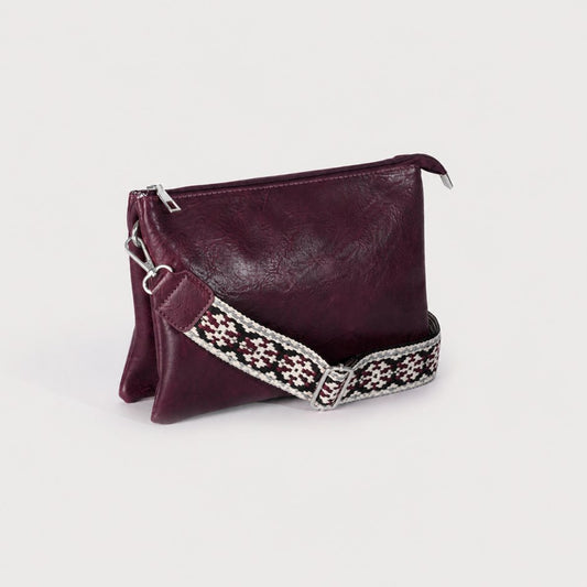 7032 Caracol Crossbody Bag (Large) With Optional Guitar Strap - Bordeaux