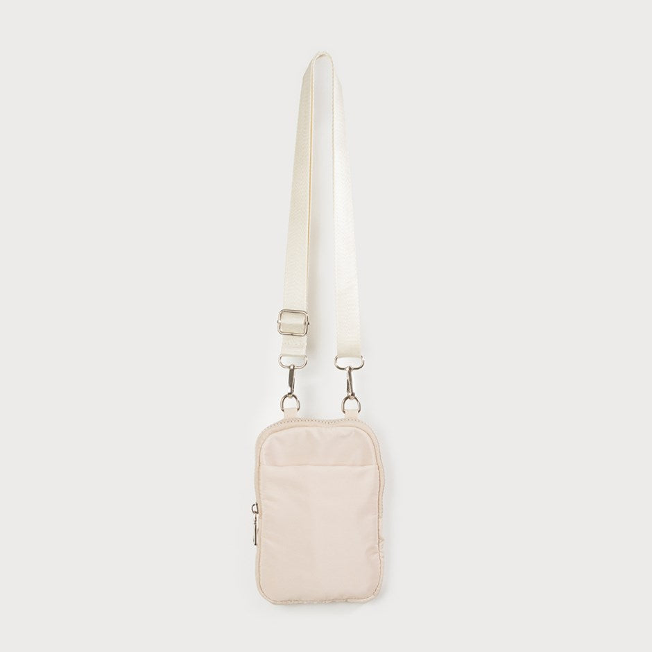 Caracol 7156 - Small Nylon Crossbody Bag With Cellphone Pocket in Beige