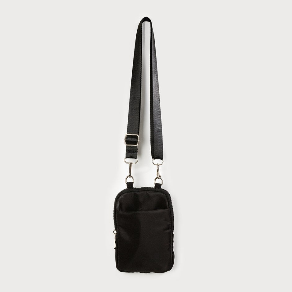 Caracol 7156 - Small Nylon Crossbody Bag With Cellphone Pocket in Black