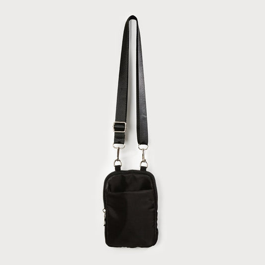 Caracol 7156 - Small Nylon Crossbody Bag With Cellphone Pocket in Black