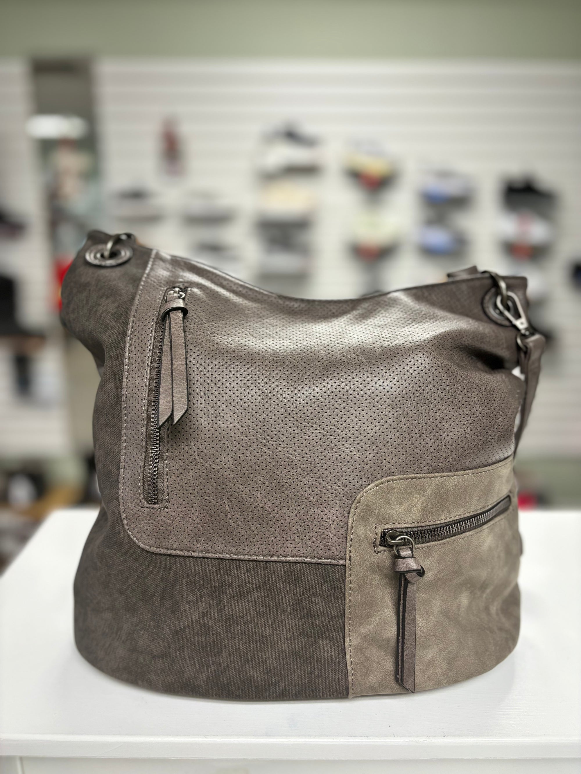 Darling's Patch Design Hobo Shoulder Crossbody Bag - Dark Grey (YD7358)