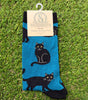 Socksmith Women's Black Cat in Blue