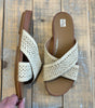 Fit Flop Gracie Woven Cross Slides in Tan
