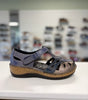 Propet Women's Jenna Closed Toe Sandal in Denim Leather *EXTRA WIDE / 2E*