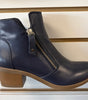 Everly Olivia Boot in Navy Leather -Double Zip Entry