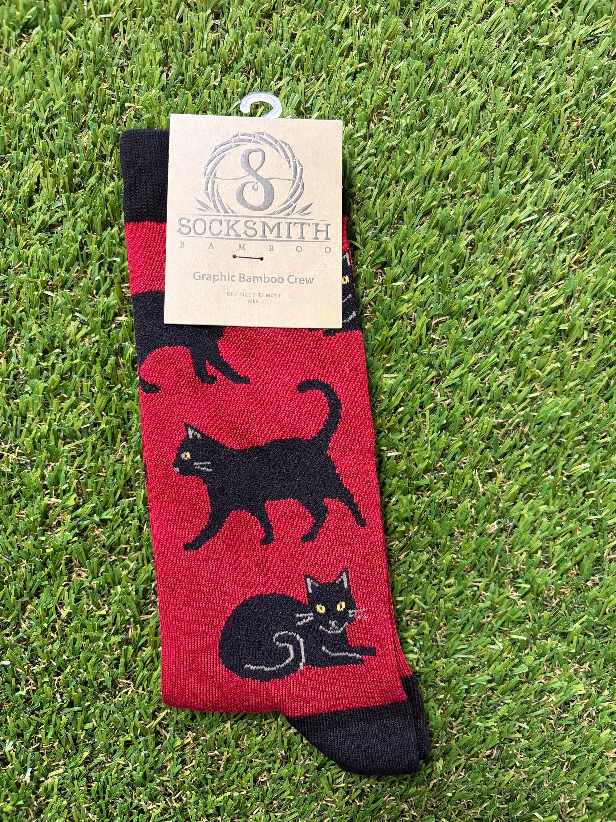 Socksmith Men's Black Cat in Red
