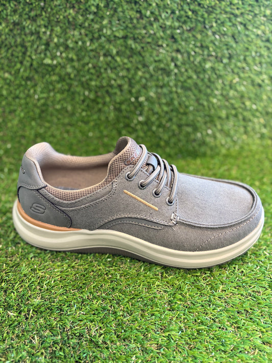 205740WW Skechers Men's Altman Finch Extra Wide in Dark Taupe (Relaxed Fit)