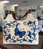Sishka Butterfly Printed Vegan Leather Carryall Tote Bag for Women|