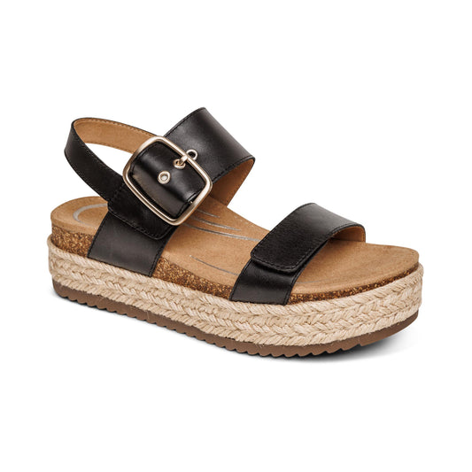 Aetrex Vania Arch Support Platform Sandal in Black