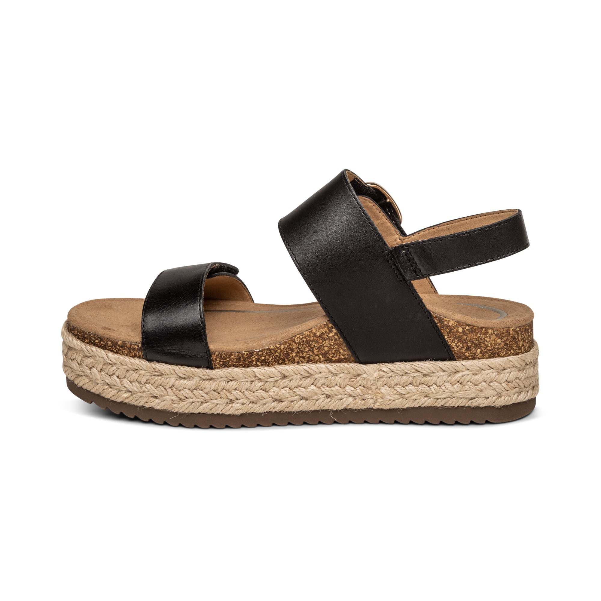 Aetrex Vania Arch Support Platform Sandal in Black