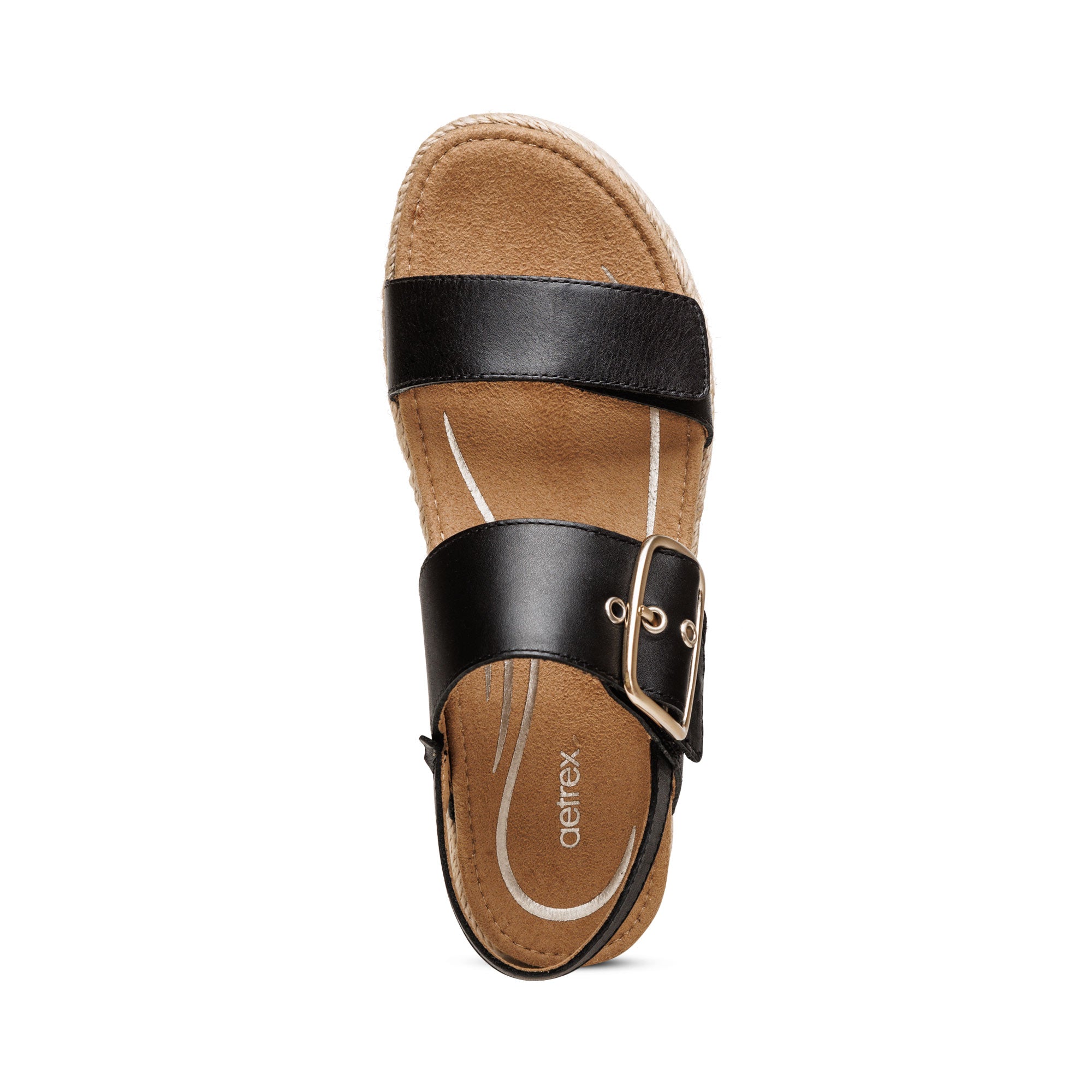Aetrex Vania Arch Support Platform Sandal in Black