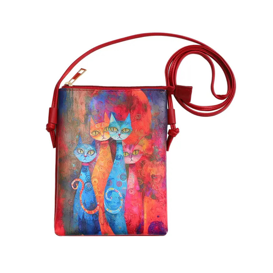 Memories Crossbody Purse / Colour Print Cellphone Bag - Cats
