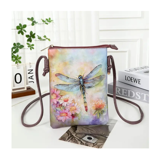 Memories Crossbody Purse / Colour Print Cellphone Bag - Dragonfly