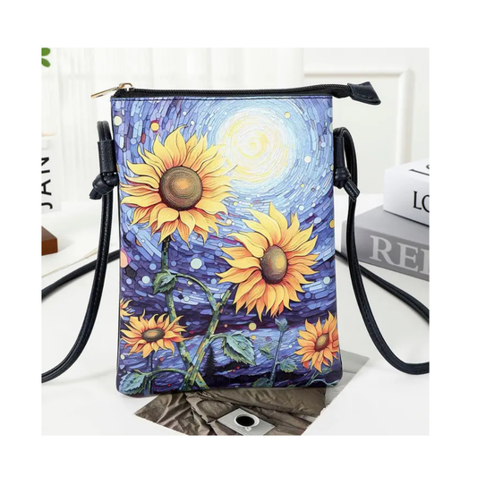Memories Crossbody Purse / Colour Print Cellphone Bag - Sunflower