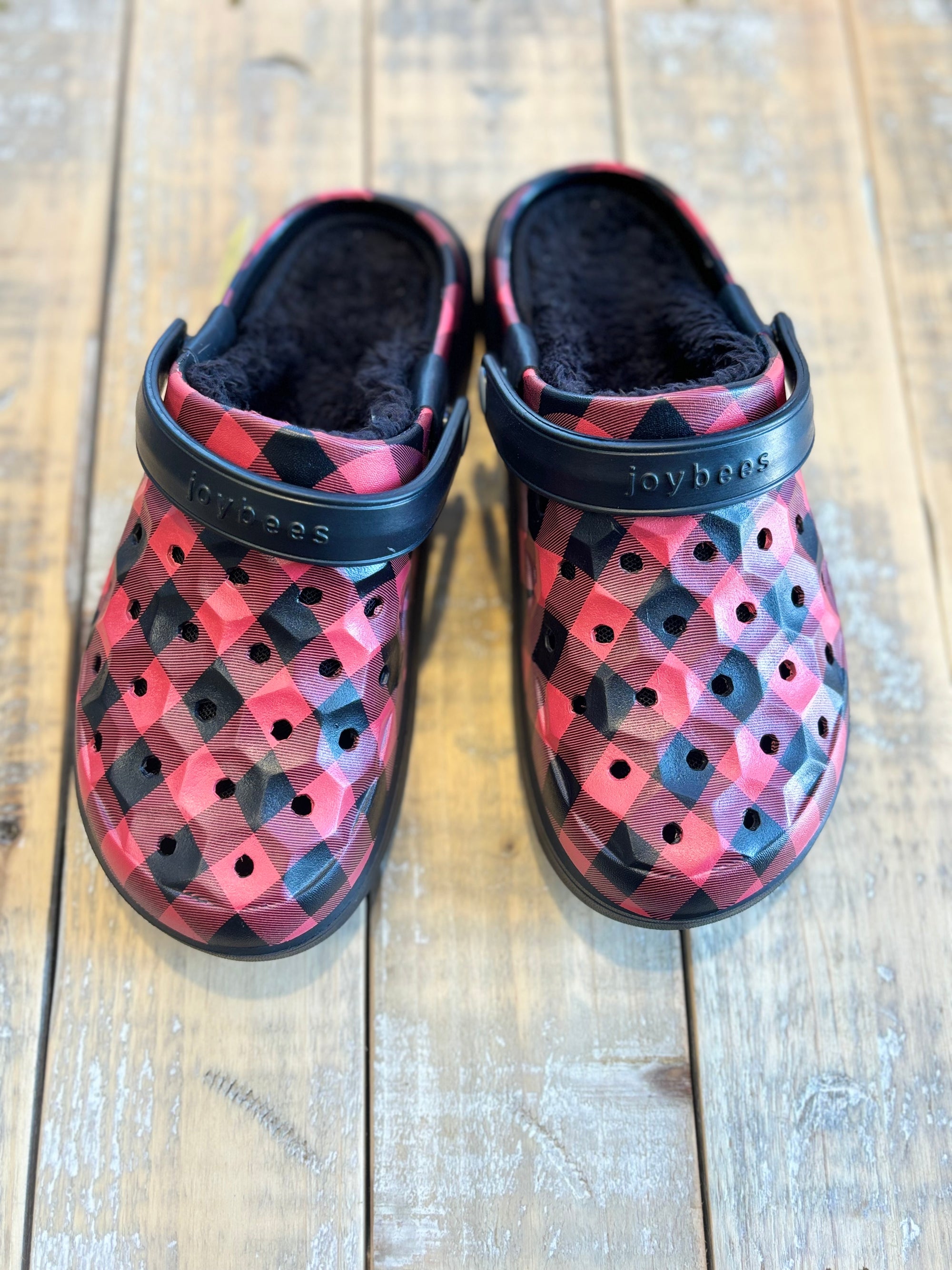Joybees Unisex Varsity Lined Clog in Buffalo Plaid *LAST PAIR SIZE 5*