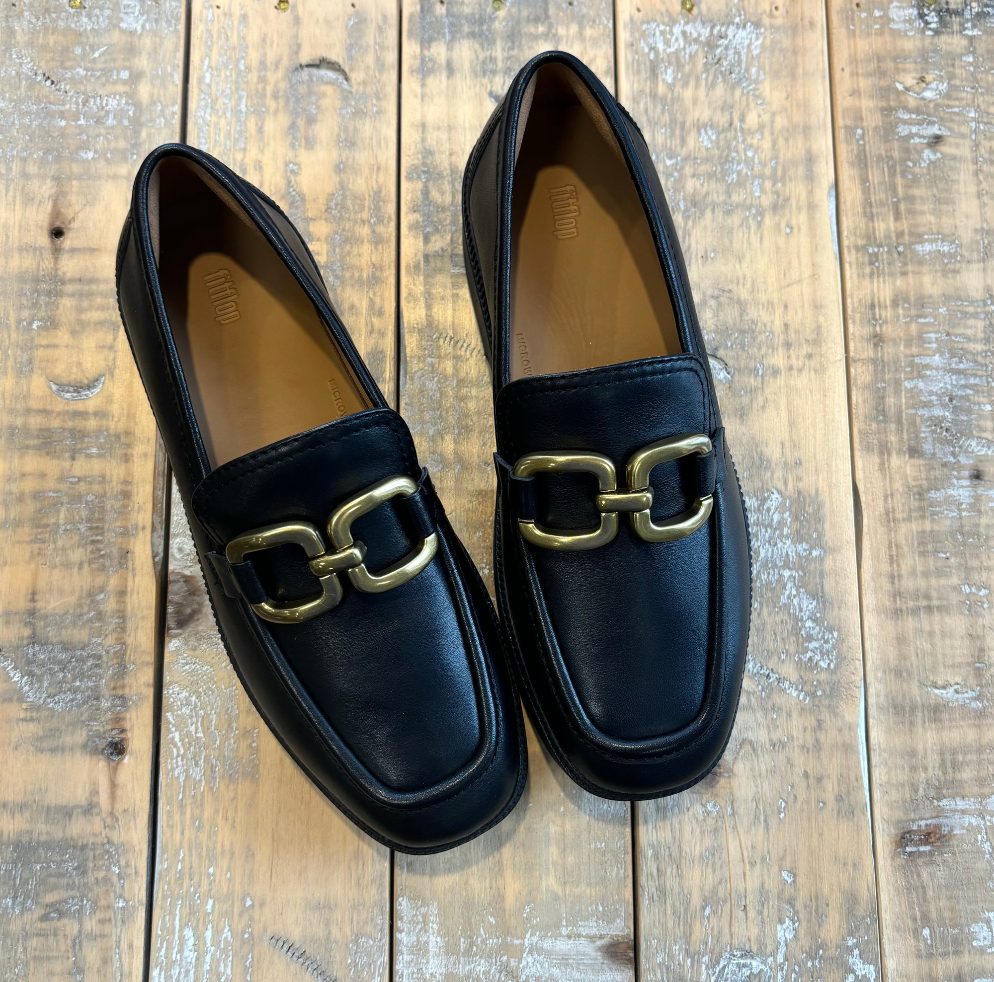 Fit Flop Women's F-Luma Square - Chain Black Leather